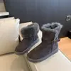 Botas de Nieve Grises Esponjosas de Invierno 2026 Botas de Nieve Engrosadas Cálidas de Media Pantorrilla Piel y Piel Integradas Estilo Coreano Botas de Algodón Nuevas