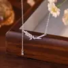 Colar Espiga de Trigo em Prata Esterlina 925 para Mulheres, Toque de Luxo Leve de Alta Qualidade, Corrente para Clavícula com Pingente de Borla da Deusa Laurel, Mesmo Estilo do Pingente no Xiaohongshu