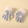 Luvas infantis quentes com forro de fleece para o inverno, cinco dedos espessados, à prova de frio para bebês, luvas de lã fofas, luvas espessadas para meninas