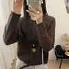 Cardigã de tricô estilo coreano para mulheres, nova coleção de outono, com um elegante design de pele de guaxinim