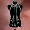 Cadena de Pecho Larga con Borla de Perla de Imitación Clásica Colgante de Corazón de Moda Cadena Corporal Elegante para Mujer Accesorios de Ropa