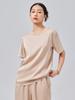 Camiseta Pulóver de Seda Seleccionada Cuidadosamente para Mujer, Seda de Morera Cuello Redondo Color Sólido Ropa para Mujer, Corte Holgado, Top Sencillo, Estilo Urbano al por Mayor