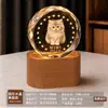 Bola de cristal creativa, luz de noche de madera maciza, lámpara ambiental de escritorio, decoración de mesita de noche, temática de mascotas gato y perro, regalo de recuerdo personalizable