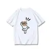 Camiseta de seda de leche con estampado de dibujos animados de gato y perro, corte holgado, nueva prenda casual de verano de manga corta para pareja, para hombres y mujeres