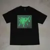 Camiseta Luminosa de Manga Corta Europea y Americana de Comercio Exterior Transfronterizo, Camiseta de Algodón Puro con Cuello Redondo para Correr de Noche, Manga Media Verde Fluorescente con Diseño de Dragón Personalizado
