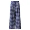 Pantalones Casuales de Cuadros Vintage para Hombres y Mujeres, Estilo Perezoso Holgado Pierna Ancha Recto Diseño de Botones Pantalones Largos hasta el Suelo Modelo 2025 Pantalones Largos