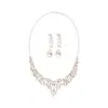 Aretes de Botón Ovalados con Forma de Lágrima en V Tachonados con Diamantes Estilo Francés Vintage Collar Cadena para Clavícula Estilo Palacio Conjunto de Temperamento Venta al por Mayor