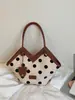 Bolsa tote de ombro única grande e estampada, simples, com laço de renda doce e feminino, nova moda 2025 para mulheres