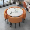 Mesa e Cadeiras Simples Modernas para Negócios e Recepção de Convidados, Mesa Redonda Pequena para Lanchonete de Chá com Leite, Mesa de Jantar