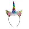Diadema de Navidad transfronteriza europea y americana linda para bebé unicornio luminosa de ensueño arcoíris diadema fiesta de cumpleaños