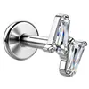 Aleación de Titanio F136 Trébol de Cuatro Hojas Circonita Tachuela para Cartílago de la Oreja Dibujos Animados Titanio Puro G23 Rosca Interna Joyería para Piercing Corporal
