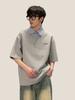 Polo de Manga Corta a Rayas de Estilo Americano Falso de Dos Piezas para Hombre Verano 2025 Diseño Nicho Camisa Casual con Cuello