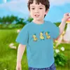 Camiseta de Algodão Puro Manga Curta Roupa Infantil Meninos e Meninas Tamanhos Pequeno e Médio Verão Nova Barraca Estilo Coreano Desenho Animado Manga Meia Moda Top