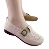 Zapatos de malla hueca transpirables de verano, para mujer, de suela plana, suela suave, casuales sin cordones, antideslizantes, cómodos para caminar