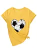 Amazon eBay sitio independiente casual a la moda versátil mujer corazón de fútbol cuello en V manga corta camiseta camiseta básica para comercio exterior
