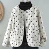 Tiro Real Otoño e Invierno Moda Japonesa Retro Holgado Casual Elegante Versátil Cáñamo Onda Punto Estampado Chaqueta Fina de Algodón
