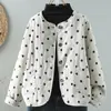 Otoño e invierno 2026 estilo japonés retro holgado casual versátil lino estampado de lunares chaqueta fina de algodón