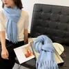 Chal de Otoño e Invierno de Alta Gama Transfronterizo con Borlas Largas, Bufanda Gruesa de Color Sólido Estilo Coreano, Longitud Extendida para Calidez