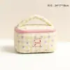Bolsa de Maquiagem Acolchoada com Estampa Xadrez Colorida Contrastante Estilo Ins, Bolsa de Armazenamento de Artigos de Higiene Pessoal Portátil para Viagem de Grande Capacidade