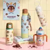 BEDDYBEAR/Oso Taza Serie Académica Animal Taza Térmica Mapache Taza de Doble Uso Taza para Beber de Aprendizaje Botella de Agua para Escuela Primaria