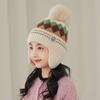 Gorro Infantil de Inverno Forrado com Lã, Gorro de Tricô da Moda com Pompom para Crianças Mais Velhas, Gorro de Lã Quente para Estudantes Estilo Coreano que Protege as Orelhas
