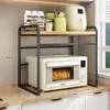 Estante para Horno Microondas de Cocina Estante de Horno en Capas para Encimera Estante de Horno Tipo Cajón Estante de Almacenamiento para Papel Film de Plástico Estante Multifuncional para Especias