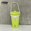 TYESO Taishuo nueva taza de café de acero inoxidable, vaso con pajilla para coche con aislamiento de hielo, botella de agua de gran capacidad al vacío