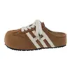 Medias Pantuflas Cerradas de Suela Gruesa, que Aumentan la Altura, para Mujer, Adecuadas para Uso en Exteriores, Zapatillas de Entrenamiento Alemanas Primavera 2026, Pantuflas Slip-On Estilo Birkenstock, Gamuza