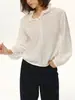 Camisa Branca de Manga Longa com Gola de Pétalas e Cadarço Taozai para Mulheres, Corte Solto, Emagrecedor, Top Simples, Novo Estilo de Primavera