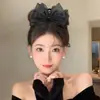 Tiara da Princesa Fugitiva, Presilha Preta com Laço, Presilha de Cabelo Elegante, Acessório de Cabelo Elegante Presilha Tubarão na Parte de Trás da Cabeça