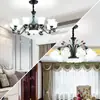 Candelabro Estilo Americano Cerámica Atmósfera Simple Moderna Iluminación Sala de Estar Hogar Dormitorio Estilo Europeo Comedor Lámpara de Techo Lámparas