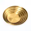 Placa de Barbacoa Estilo Coreano Hecha a Medida para Comercio Exterior Transfronterizo Plato de Cena de Acero Inoxidable 304 Plato Redondo Estilo Ins Plato de Postre Plato para Filete Comida Occidental