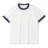 270g marea nacional peso pesado retro algodón color de contraste comercio exterior Joker Camiseta marca de moda amantes cuello redondo Camiseta hombre manga corta