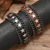 Joyería de Moda Europea y Americana de Gran Venta, Pulsera Sencilla de Nuevo Estilo, Pulsera Decorativa de Cuero de Aleación Creativa Estilo Retro Estrella de Cinco Puntas