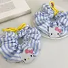 Elástico de Cabelo Gatinho Kt Estilo Coreano com Laço, Argola Grande Listrada Azul Refrescante, Corda de Cabelo, Elástico para Coque