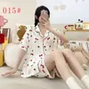 2026 Nuevo Conjunto de Pijama de Algodón Nube para Mujer, Shorts de Manga Corta de Verano, Dulce y Lindo Conjunto de Ropa de Casa con Dibujos Animados para Mujer