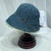 Estilo Japonés Vintage Lavado Viejo Volanteado Mezclilla Pescador Niños Liso Casual Combinable Delante Largo Detrás Corto Sombrero Cuenca Sombrilla