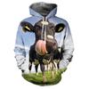 Moletom com Capuz Casual Estampa de Vaca Animal Impressão Digital 3D Transfronteiriço Novo para Adultos e Crianças Venda Direta da Fábrica