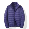 Chaqueta de Plumón Ligera Talla Grande de Invierno Unisex Cuello Alto Cómoda Cálida Plumón de Pato Blanco Color Sólido Ropa Exterior con Capucha