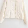 Comercio Exterior Europeo y Americano Primavera y Verano Nueva Moda Femenina Versátil Color Sólido Hebilla de Nudo Chaqueta Corta de Manga Larga Abrigo
