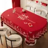 Mantel Rojo Festivo Chino para Bodas con Patrón de Palabra Feliz Mantel Decoración de Boda Año Nuevo Año Animal Mantel a Prueba de Polvo