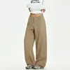 Jeans de pierna ancha, sencillos y casuales, color naranja joven # Sin cintura, corte holgado, estilizan, modernos, versátiles, pantalones largos de pierna recta para mujer