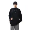 Meia-alta gola sólida cor de manga comprida camiseta nova coreana moda solta casal top homens branco casual base camisa