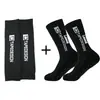 Calcetines de fútbol de tubo largo TC transfronterizos, blanco y negro, calcetines deportivos con protección de rodilla antideslizante, profesionales que absorben el sudor, resistentes al desgaste, transpirables, protectores de pierna