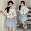 Traje de Niña con Estampado de Cachorro Vestido de Verano de Manga Corta 2026 Nuevo Estilo Traje Estilo Verano para Niños Falda de Capullo de Flor Conjunto de Dos Piezas