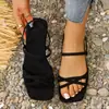 2026 Novas Sandálias Rasteirinhas Femininas Elegantes e Confortáveis Estilo Comércio Exterior com Tiras Decorativas Atacado Moda Uso Diário
