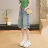 Shorts de Mezclilla Rotos Rectos de Pierna Ancha de Verano 2026 para Mujer, Delgados, Versátiles, Sueltos, a la Rodilla, sin Estirar