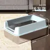 Bandeja sanitaria para gatos de acero inoxidable, extra grande, estilo abierto, anti salpicaduras, inodoro para gatos, accesorios para mascotas