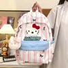 Mochila de viaje de verano de dibujos animados muy elegante y linda con un diseño de gatita Kitty Cat con temática de bosque, fresco y femenino