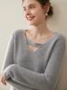 Elegante Suéter de Cachemira con Cuello en V para Mujer 2025 Nuevo Estilo Perezoso Suéter Simple de Punto Básico Versátil